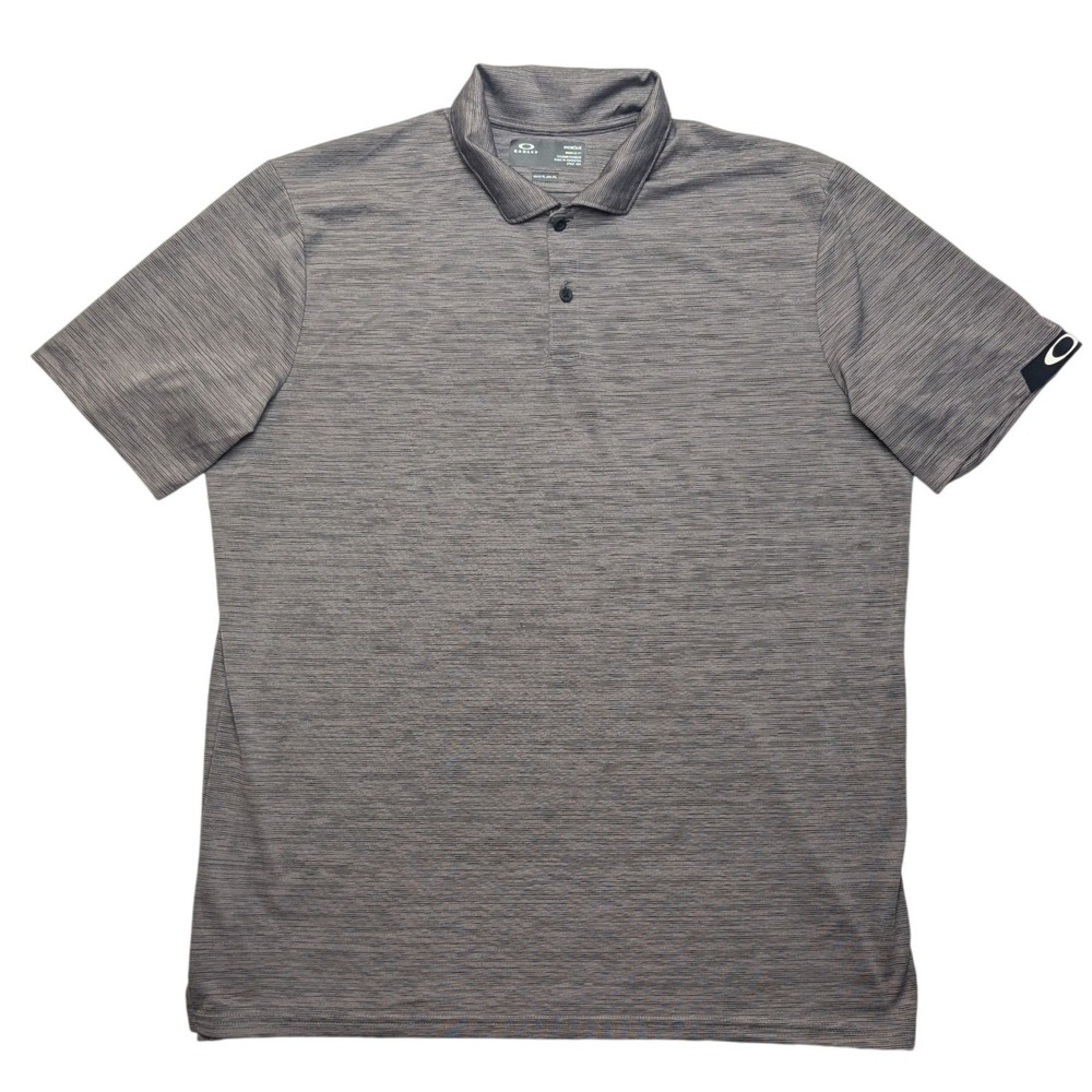 Oakley Polo Shirt Mens XL Grey Hydrolix Space Dye Short Sleeve Regular Fit Top